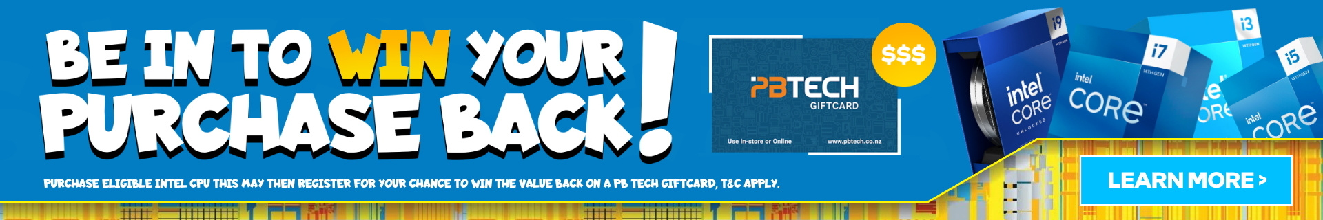 Picture of the Intel Win Your Purchase Back May 2024 promotion at PB Tech